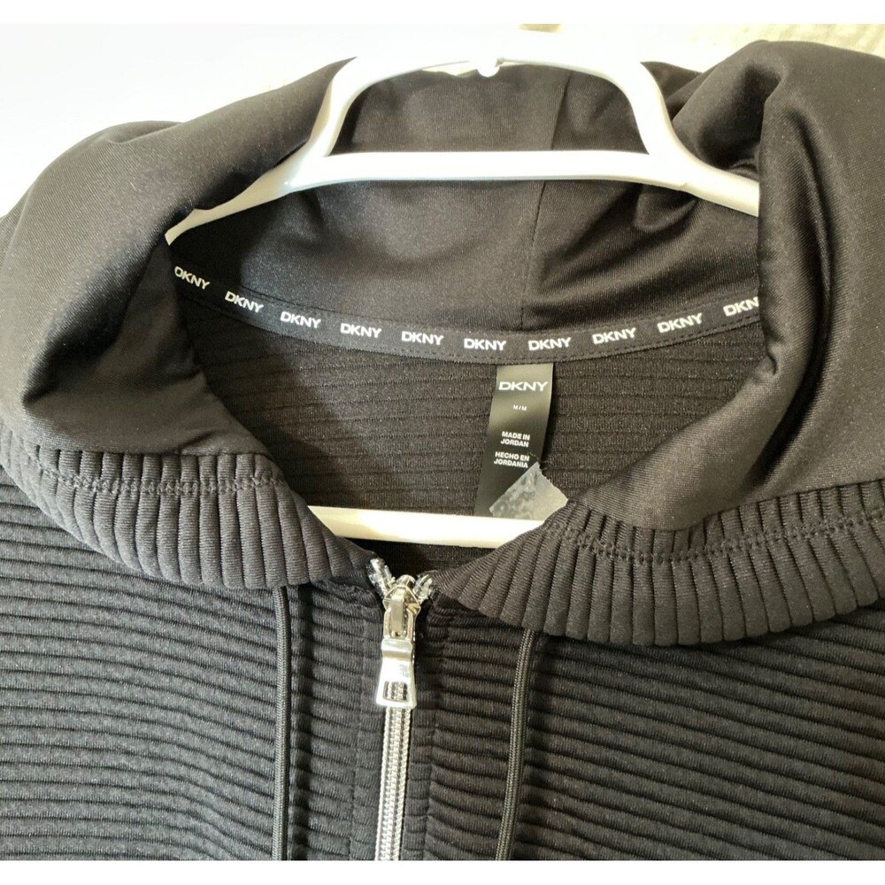 DNKY Women Packable Jacket Size Medium Black Full Zip Long Sleeve